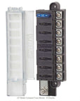 Blue Sea Systems ST Blade Compact Fuse Blocks - 8 Circuits with clear insulating cover and side entry design.