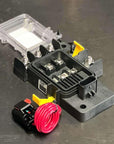 Blue Sea SafetyHub 100 Fuse Block with weatherproof cover and ATO blade fuse outputs.