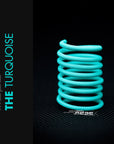 The Turquoise Braided Cable Sleeve coiled display highlighting unique color and quality, made in Germany by MDPC-X.