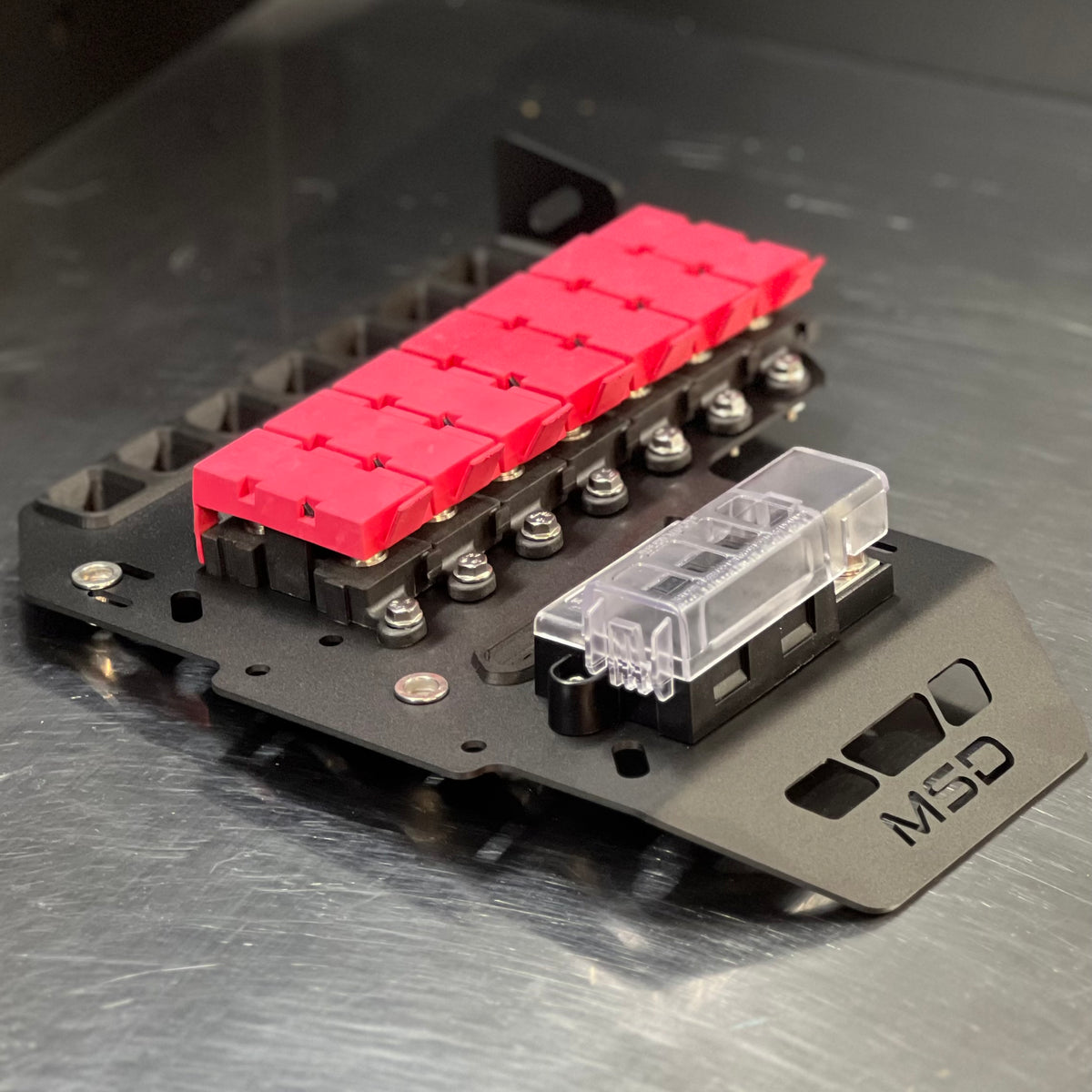 N90 Toyota Hilux 2026-Current MIDI Plate Kit showing organized Bussmann LMI Midi fuse holders.