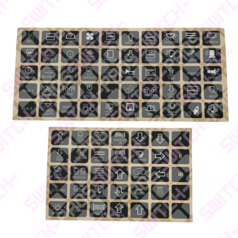 Marine Switch Legends for Switch-Pros System including various functional symbols and labels.