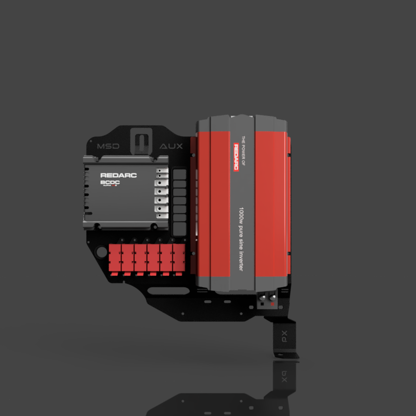 Redarc battery management system on a reflective surface with a dark background