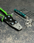 Toyota Accessory Fuse Box Terminal Kit tools including crimping tool and terminals for wiring adjustments.