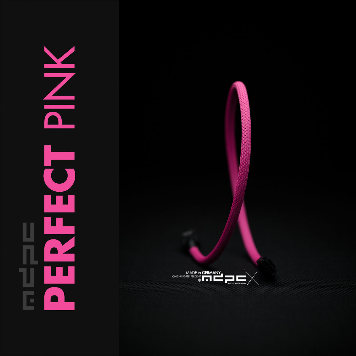 Perfect Pink Braided Cable Sleeve showcased in a vivid pink color with a sleek design, made in Germany.