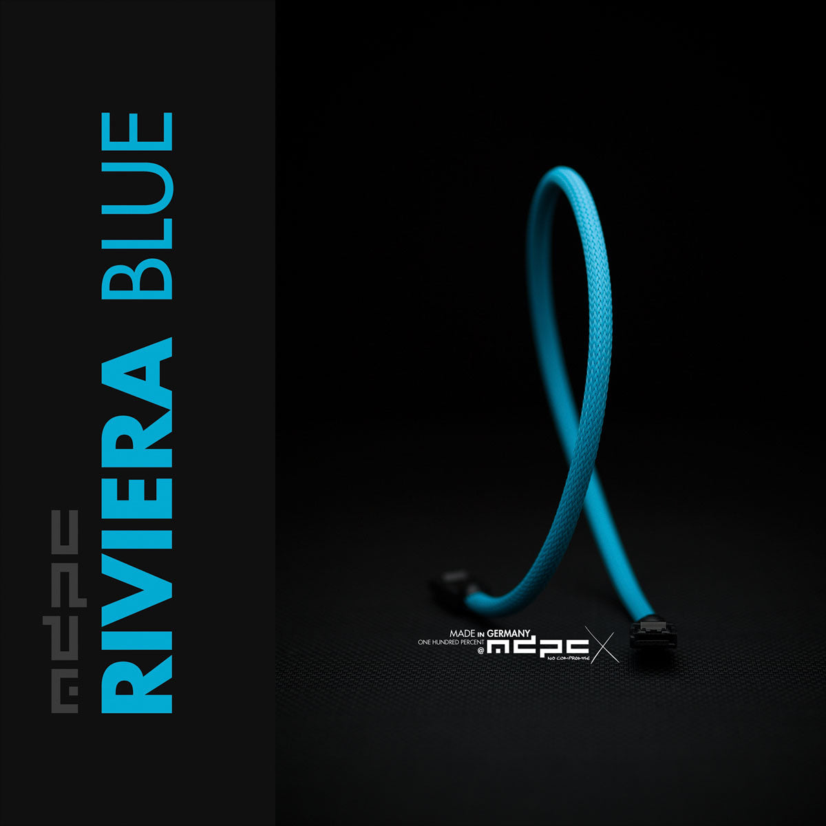 Riviera Blue Braided Cable Sleeve (Victron Blue) showcasing a vibrant cable in a sleek design.