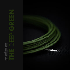 The Deep Green Braided Cable Sleeve in a close-up view showcasing the vibrant color and texture.
