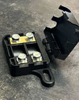 Twin MIDI Fuse Holder displayed with open cover, suitable for compact 12-volt applications.