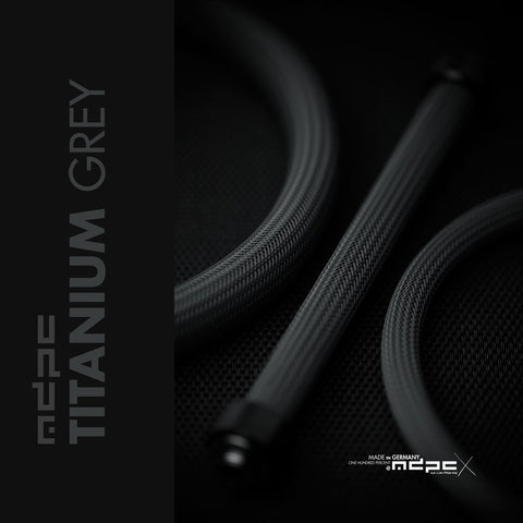 Titanium Grey Braided Cable Sleeve showcasing MDPC-X design and premium quality material.